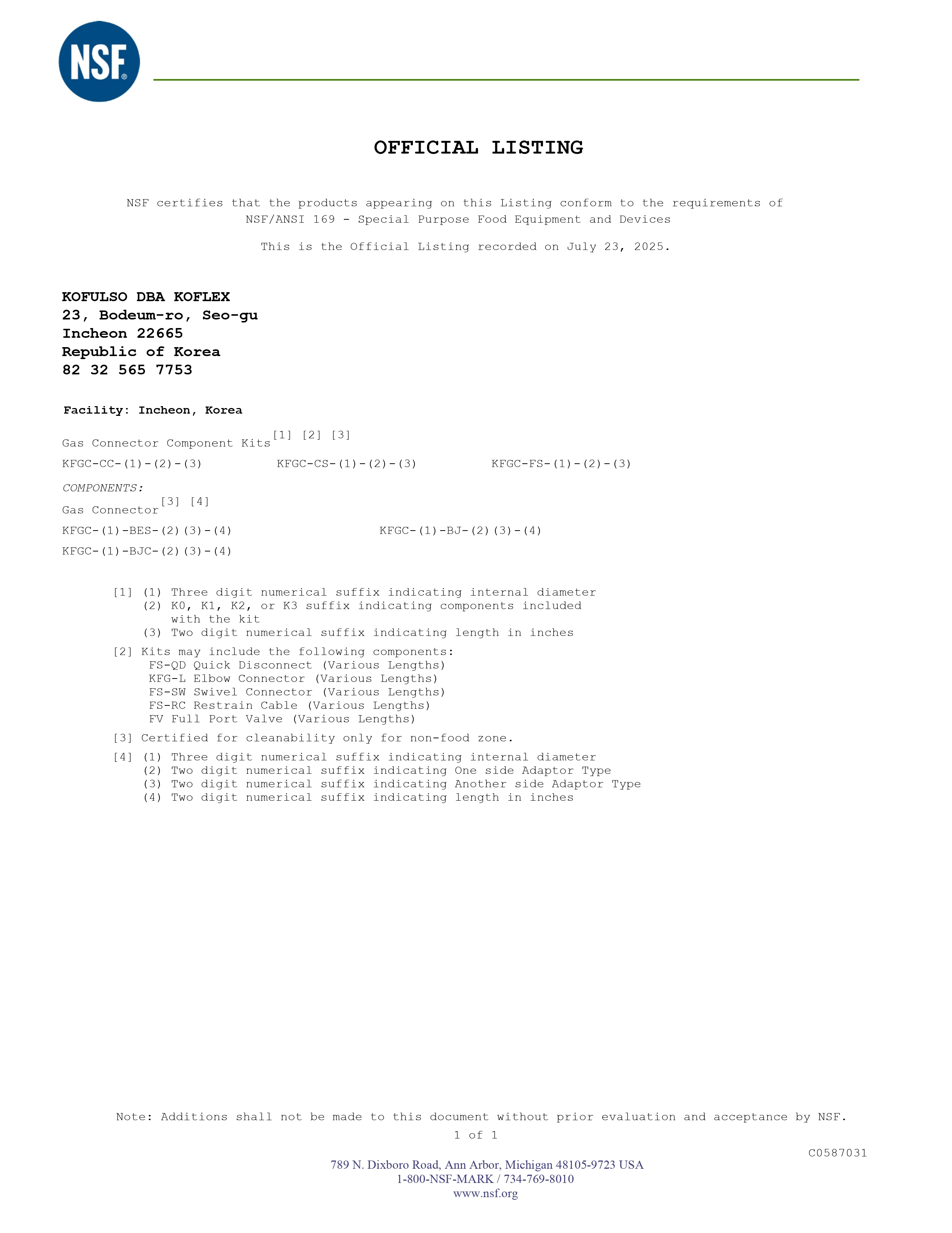 NSF-Official Listing