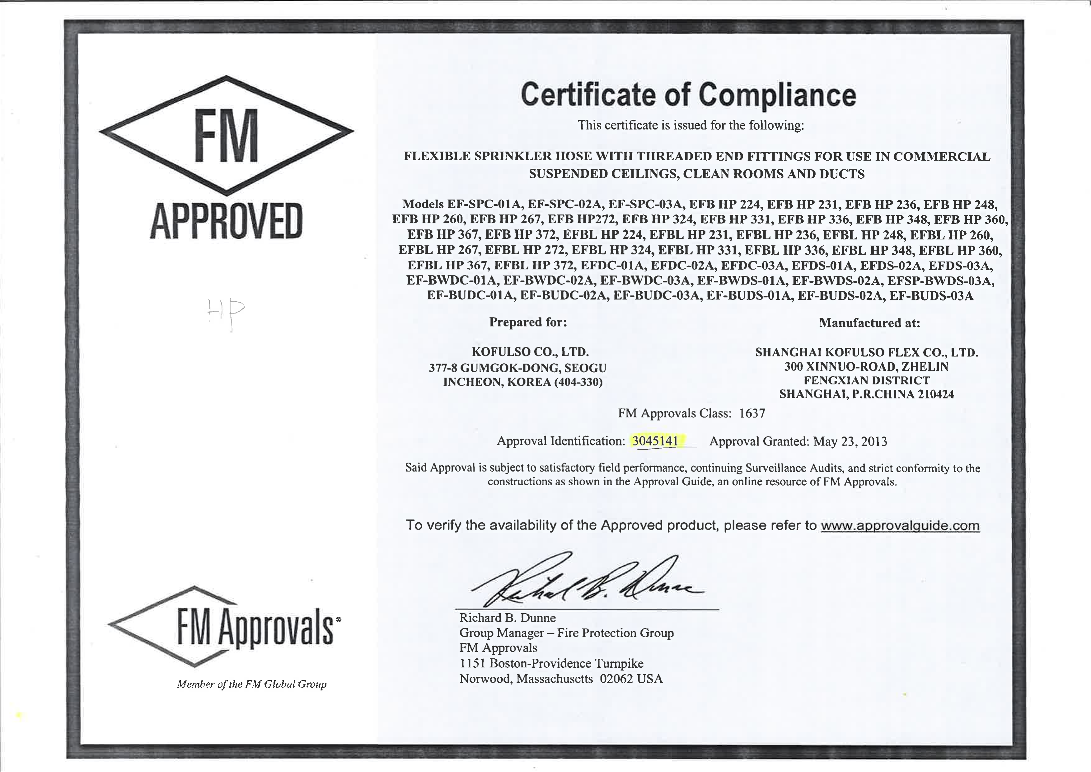 Flexible Sprinkler Hose with Threaded End Fittings For use in Commercial suspend...