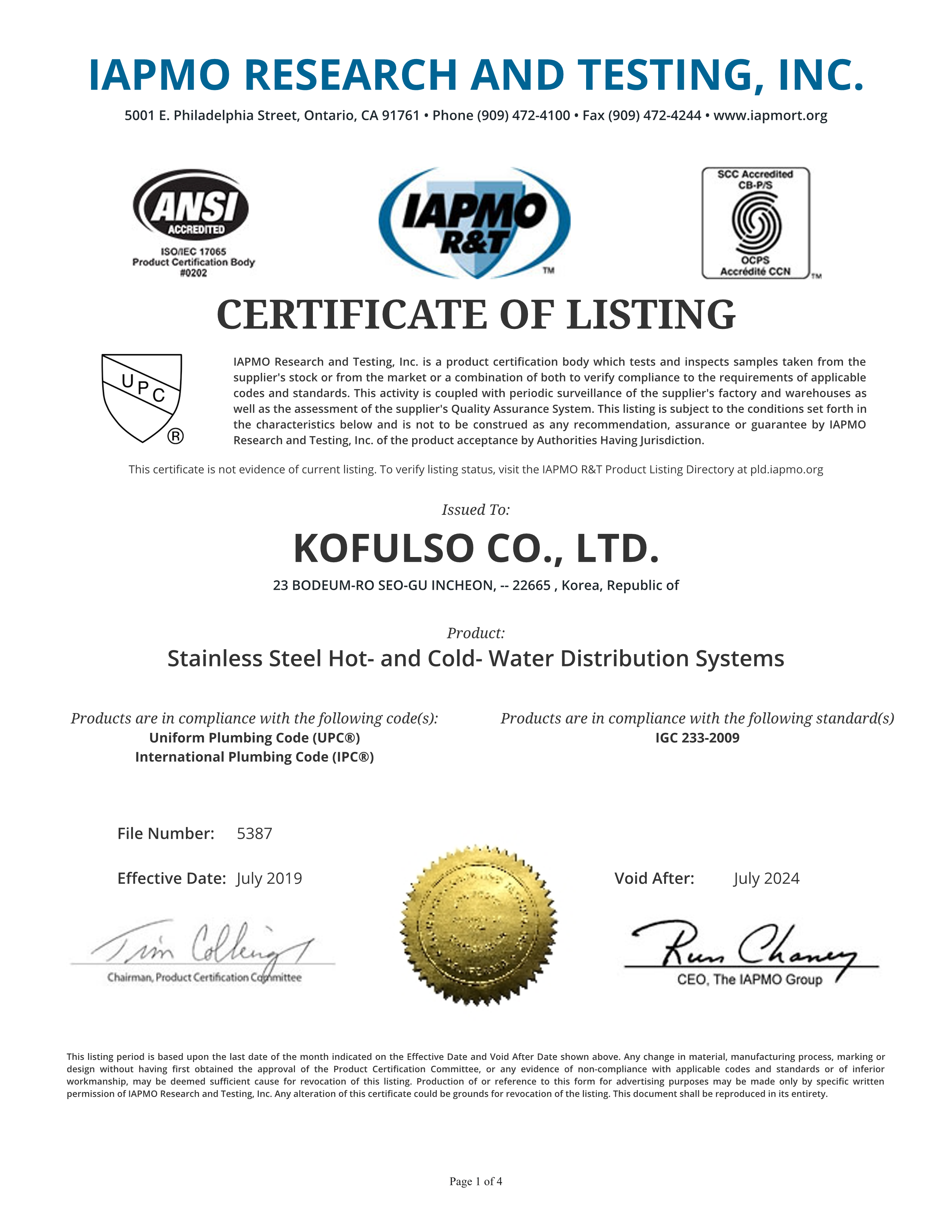 Stainless Steel Hot - and Cold - Waster Distribution Systems