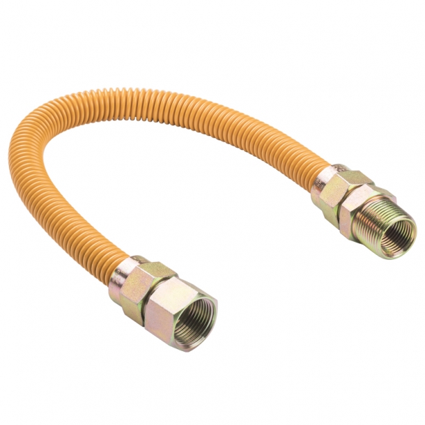 1/4” ID (3/8” OD) Yellow Coated Stainless Steel Gas Connector 제품사진