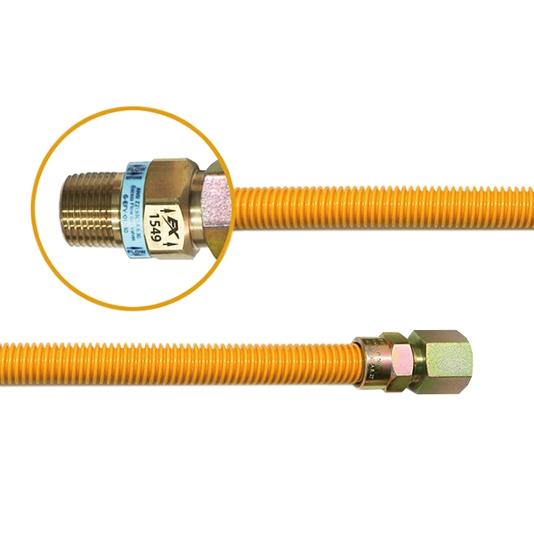 1/4” ID (3/8”) OD Yellow Coated Stainless Steel Gas Connector 제품사진